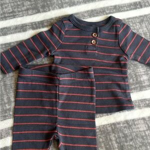 Striped Kids Pajamas Set - Gray and Red